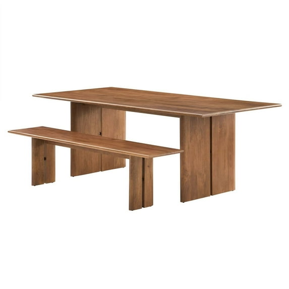 86 Inch Dining Table, Walnut, Wood, Rectangular, Kitchen Cafe Bistro Hospitality Restaurant, Modern Contemporary HB35905