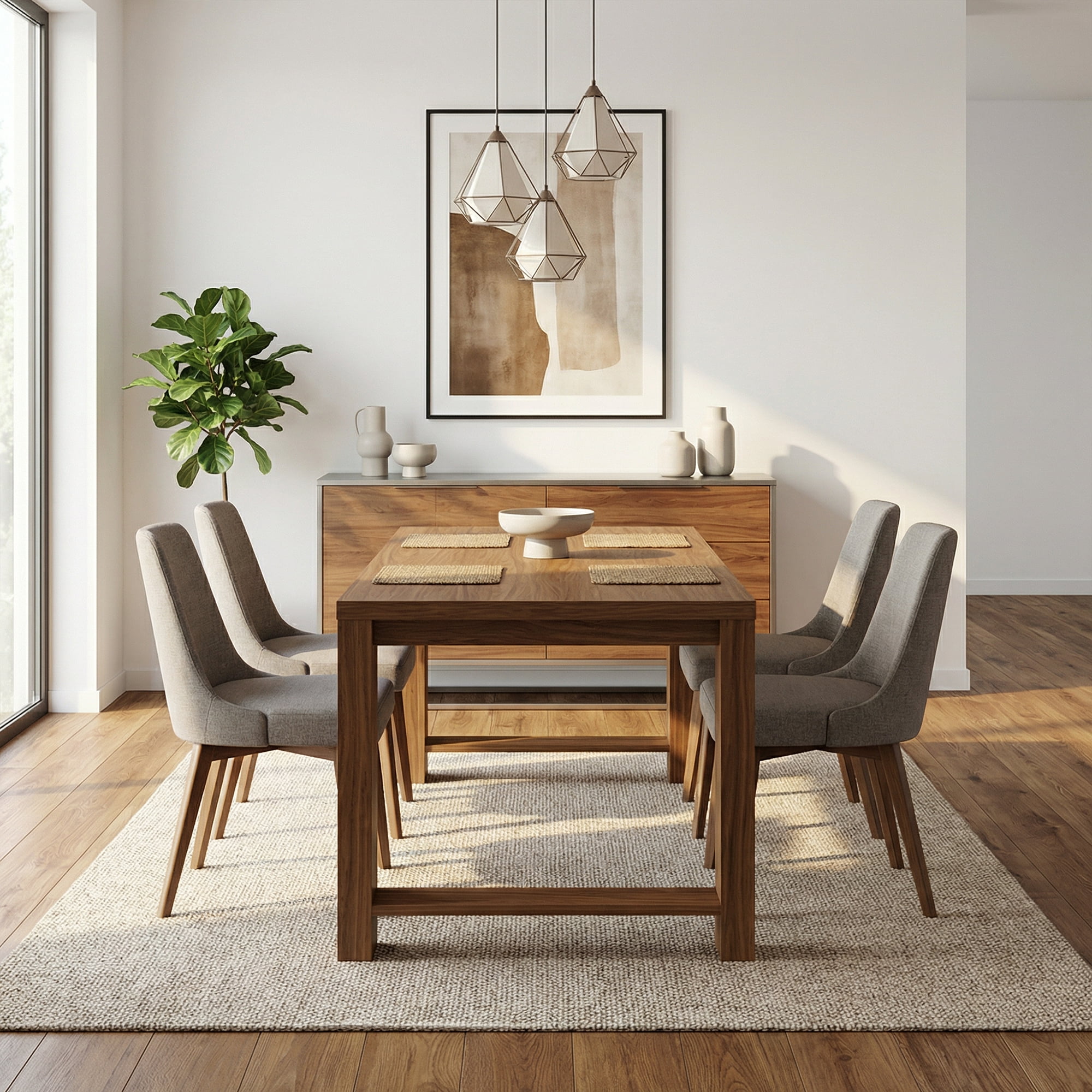 86 Inch Farmhouse Dining Table, Warm Large Kitchen Table For 8-10 People, Solid MDF Dinner Table With Brown Finish, Versatile Table For Home & Office Gatherings