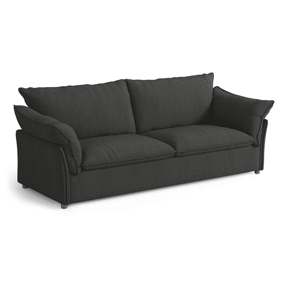 86" Loveseat Sofa with Padded Armrests, Comfy Modern Linen Couches for Living Room, Dark Grey