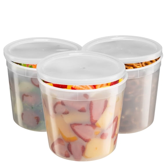 86 Oz Disposable Plastic Food Storage Containers with Lids, 10 Set