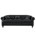 thumbnail image 1 of 86" PU Leather Chesterfield Sofa with Storage Seats, Modern Tufted 3 Seater Couch with Rolled Arms and Nailhead for Living Room, Bedroom, Black, 1 of 9