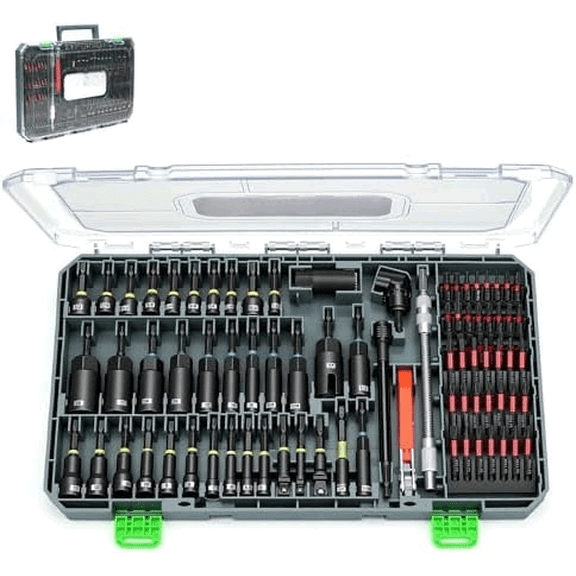 86-Piece Magnetic Impact Nut Driver Set, Deep Impact Sockets & S2 Bits, Chrome Vanadium Steel, Full Metric & SAE Range for Impact Drivers & Drills$$Tools & Hardware Other