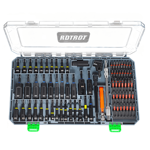 RDTRDT 86-Piece Premium Magnetic Impact Nut Driver Set Metric & SAE with Socket Adapters, Bit Holder, Wing Nut Driver, Universal Sockets, Quick Release Extension, Power Bits