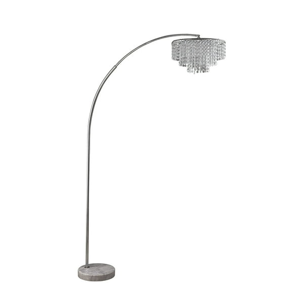 ORE International 86" Metal Floor Lamp with Marble Base in Silver Chrome