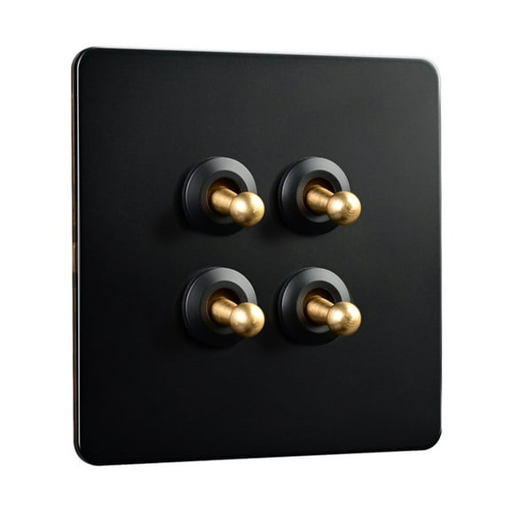 86 Type Stainless Steel Panel Wall Toggle Light Switch Brass Rod 1Way 2Way 4 Gang