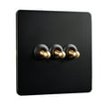 thumbnail image 1 of 86 Type Stainless steel panel Wall Toggle Light Switch Brass rod 1Way 2Way 3 Gang, 1 of 10