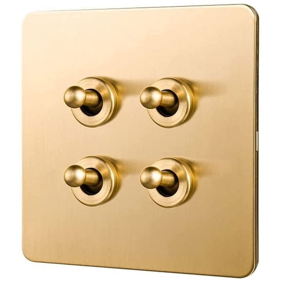 86 Type Switch Retro Lever Metal Switch 1-4 Gang 2 Way Single Double Control Lamp Switch Brass Type 86 Toggle Switch 10A220V Power Wall Light Switch Hotel Bed Breakfast Concealed Switch (Color : 4gan