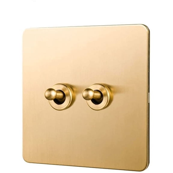 86 Type Switch Retro Lever Metal Switch 1-4 Gang 2 Way Single Double Control Lamp Switch Brass Type 86 Toggle Switch 10A220V Power Wall Light Switch Hotel Bed Breakfast Concealed Switch (Color : 2gan