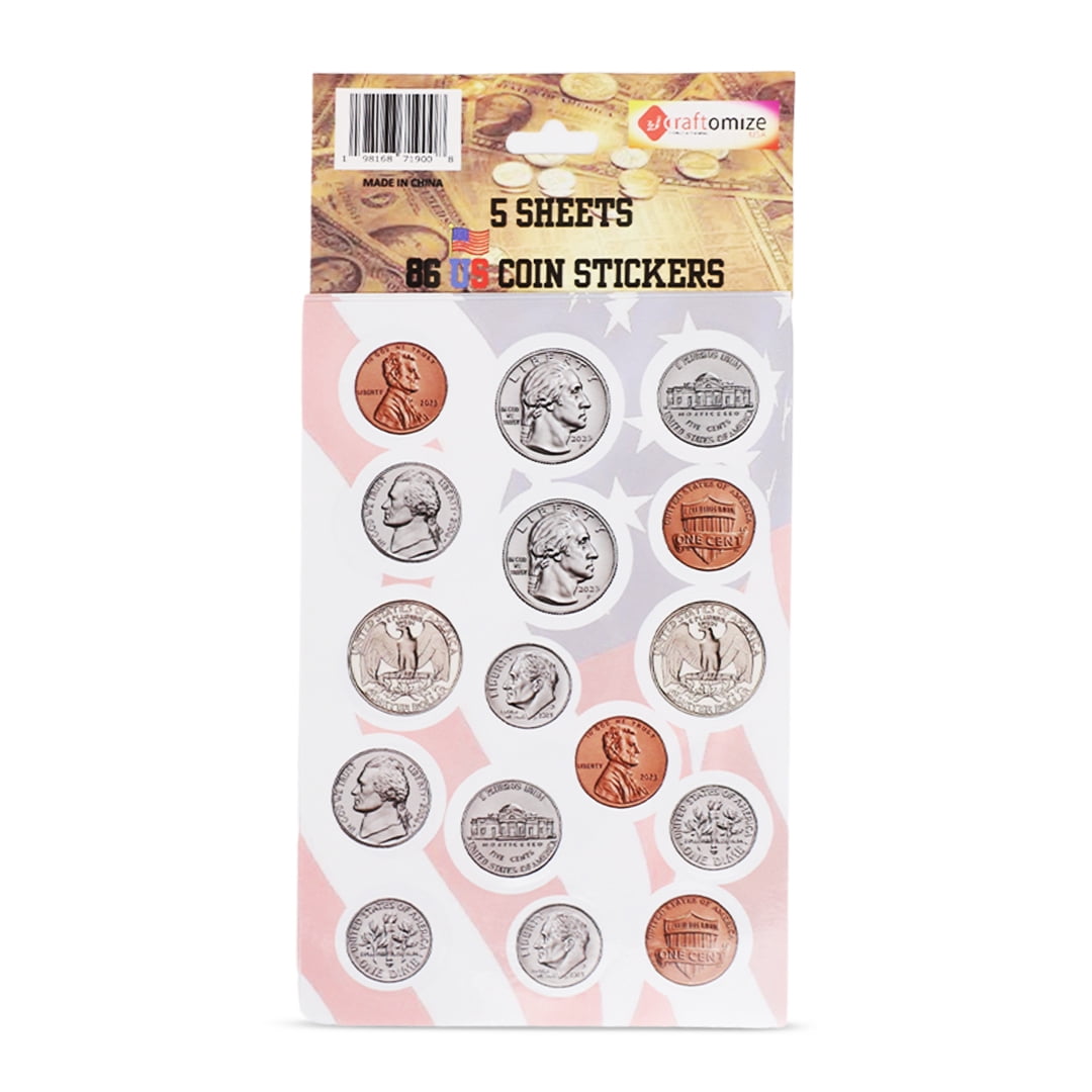 86 US Coin stickers for kids - arts and crafts Stickers – Classroom ...