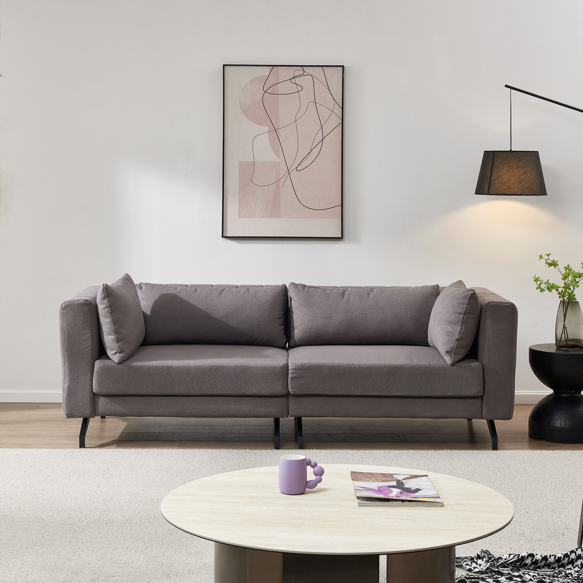 86"W Large Accent Sofa Couch, MidCentury Modern Loveseat Sofa with