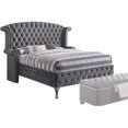 thumbnail image 1 of 86" X 87" X 66" Gray Velvet Queen Bed, 1 of 4