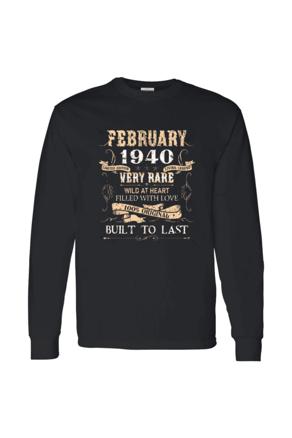 86 Years Old 86Th Birthday Vintage February 1940 Long Sleeve Shirt