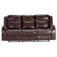 thumbnail image 1 of 86 in. Avant Dual Reclining Sofa with Drop Down Console USB 2 Outlets & Cupholders - Brown - Faux Leather, 1 of 1