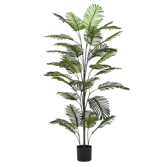86 inch artificial palm tree with black plastic pot for living room corner, tropical decor faux plant
