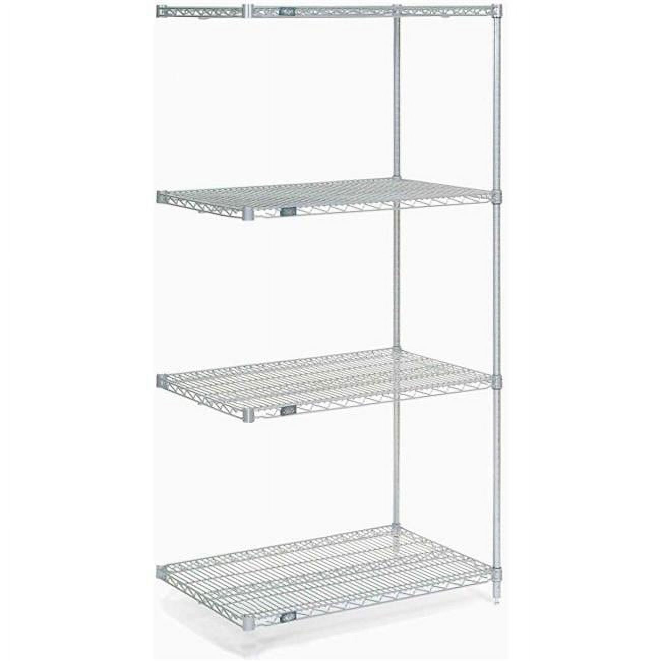86 x 36 x 24 in. Nexel Stainless Steel AddOn Unit 5 Tier Wire Shelving