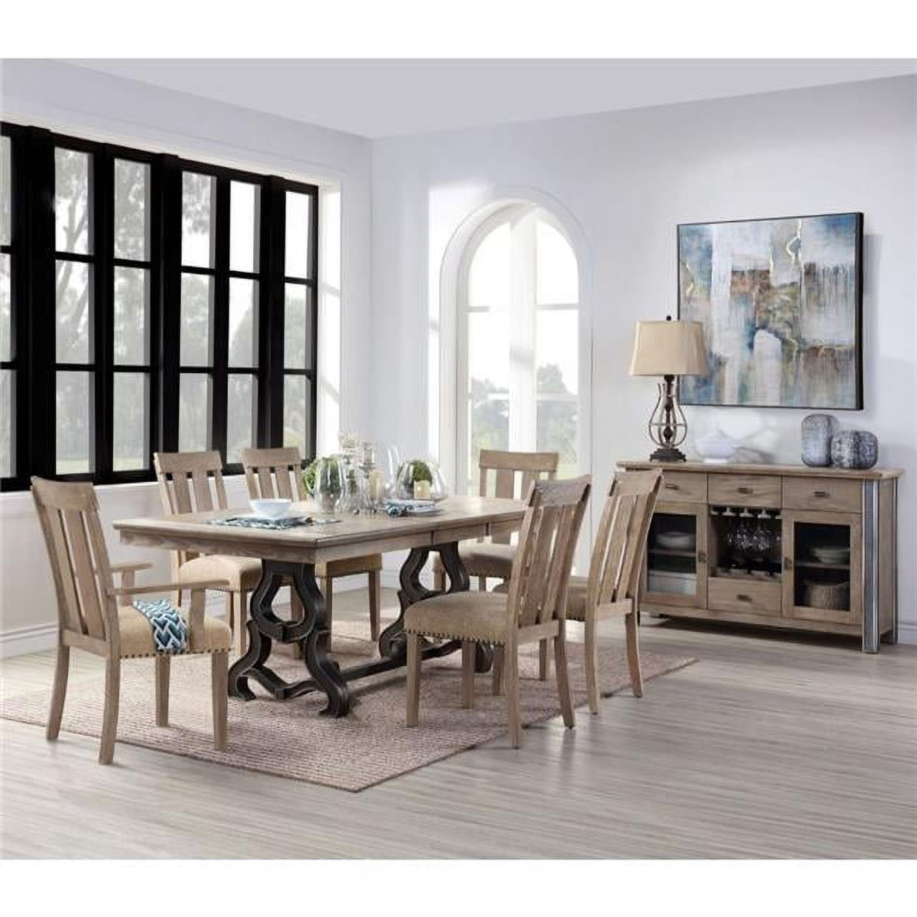 Nathaniel Transitional Two-Tone Extendable Dining Table