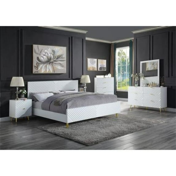 86 x 81 x 46 in. Gaines Eastern Bed, White High Gloss - King Size