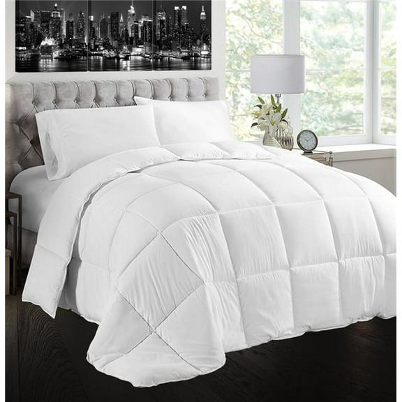 86 x 86 in. Natural Goose Feather & Down 100 Percent Cotton Case Queen Size Comforter Set, White