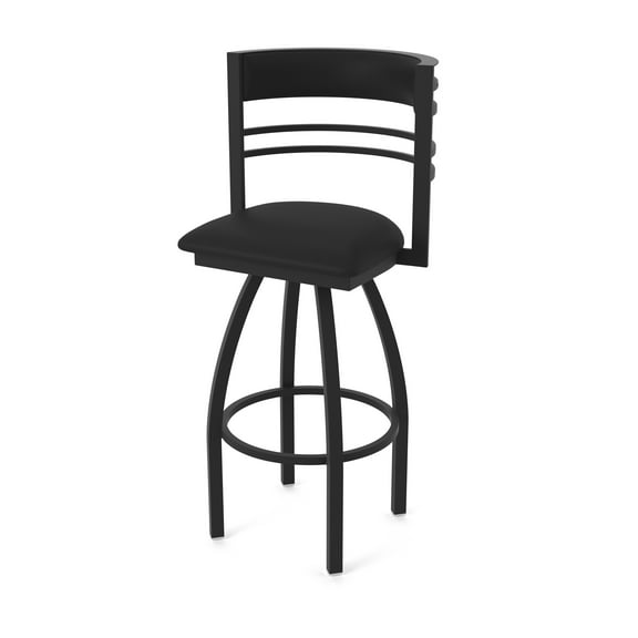 860 Hunter 25" Swivel Counter Stool with Black Wrinkle Finish and Black Vinyl Seat and Back