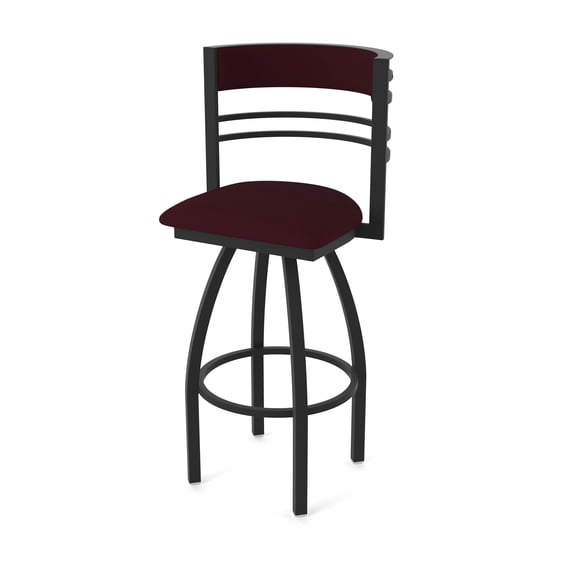 860 Hunter 25" Swivel Counter Stool with Black Wrinkle Finish and Canter Bordeaux Seat and Back
