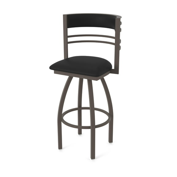 860 Hunter 25" Swivel Counter Stool with Bronze Finish and Black Vinyl Seat and Back