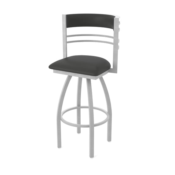 860 Hunter 30" Swivel Bar Stool with Anodized Nickel Finish and Canter Iron Seat and Back