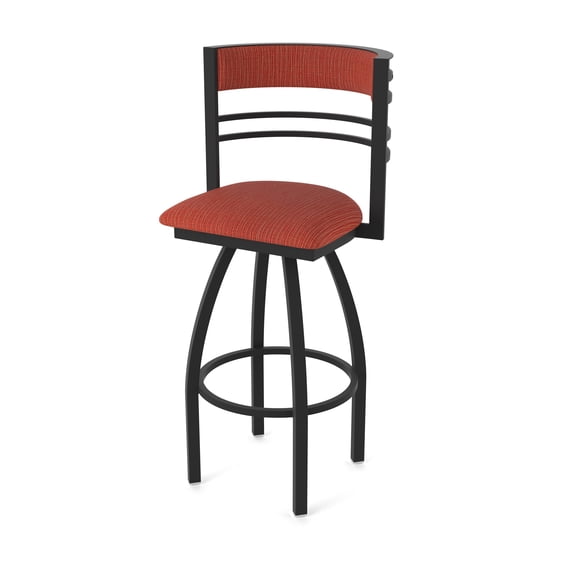 860 Hunter 30" Swivel Bar Stool with Black Wrinkle Finish and Graph Poppy Seat and Back