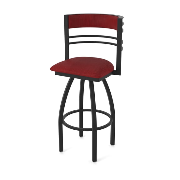 860 Hunter 30" Swivel Bar Stool with Black Wrinkle Finish and Graph Ruby Seat and Back