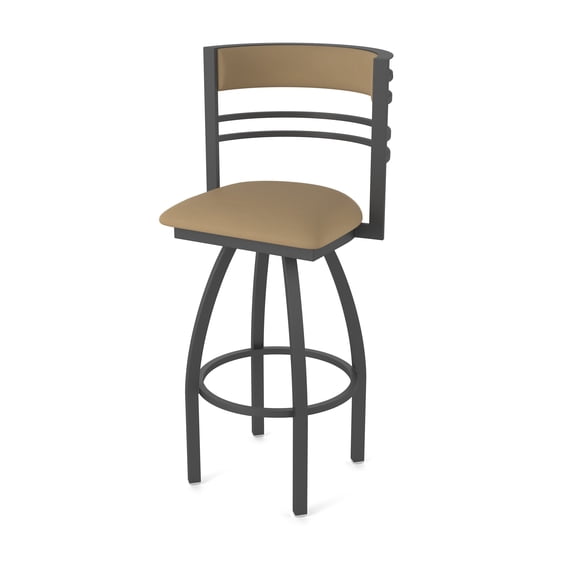 860 Hunter 30" Swivel Bar Stool with Pewter Finish and Canter Sand Seat and Back