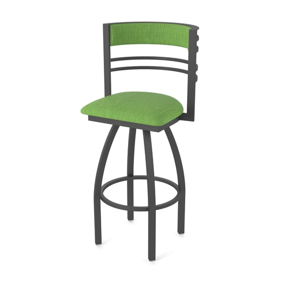 860 Hunter 30" Swivel Bar Stool with Pewter Finish and Graph Parrot Seat and Back