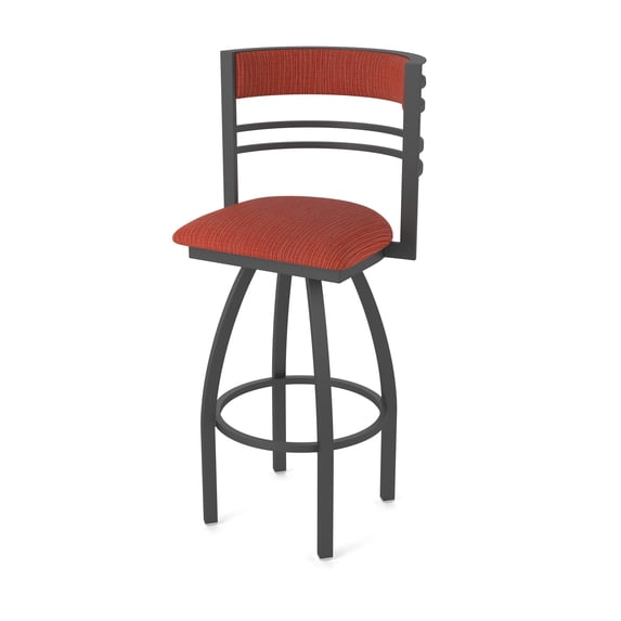 860 Hunter 30" Swivel Bar Stool with Pewter Finish and Graph Poppy Seat and Back