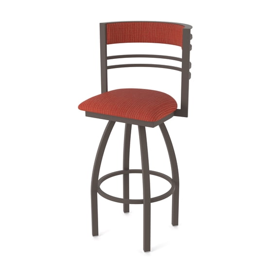 860 Hunter 36" Swivel Bar Stool with Bronze Finish and Graph Poppy Seat and Back