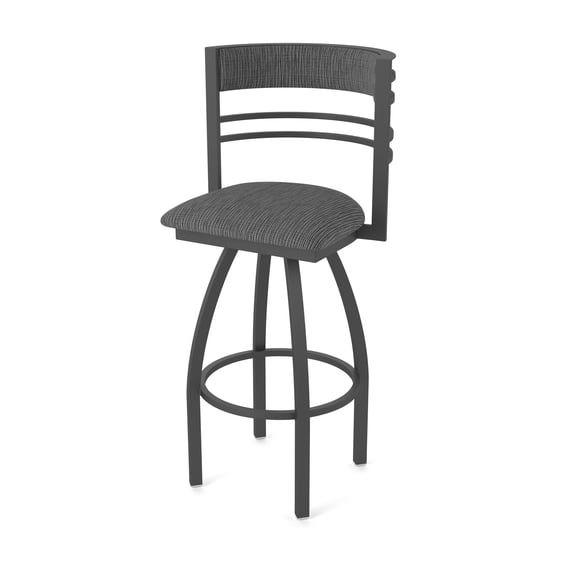 860 Hunter 36" Swivel Bar Stool with Pewter Finish and Graph Coal Seat and Back