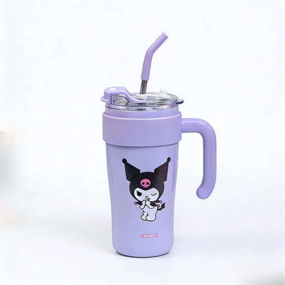 860ml Cartoon KRM KT 304 Stainless Steel Vacuum Insulated Straw Water Cup Ice Cup Car Flask