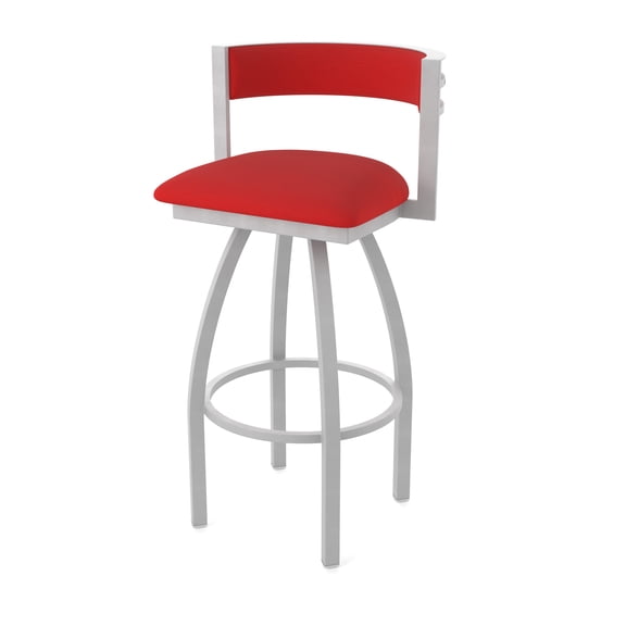 861 Artemis 30" Swivel Bar Stool with Anodized Nickel Finish and Canter Red Seat and Back
