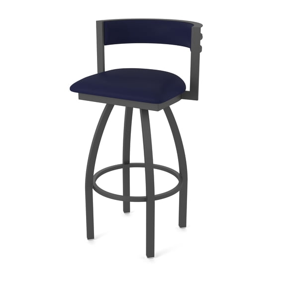 861 Artemis 30" Swivel Bar Stool with Pewter Finish and Canter Twilight Seat and Back