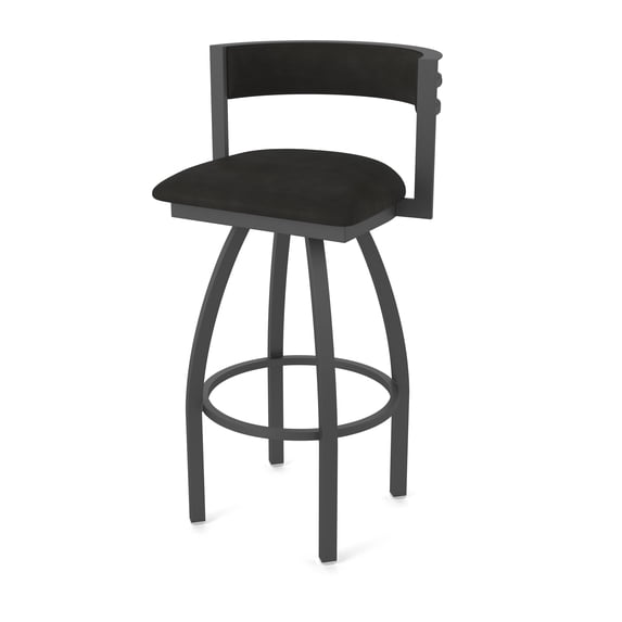 861 Artemis 36" Swivel Bar Stool with Pewter Finish and Canter Espresso Seat and Back
