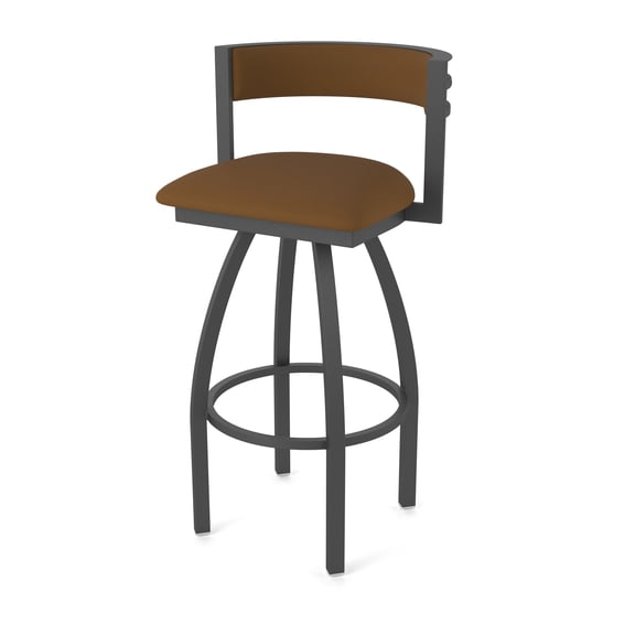 861 Artemis 36" Swivel Bar Stool with Pewter Finish and Canter Thatch Seat and Back