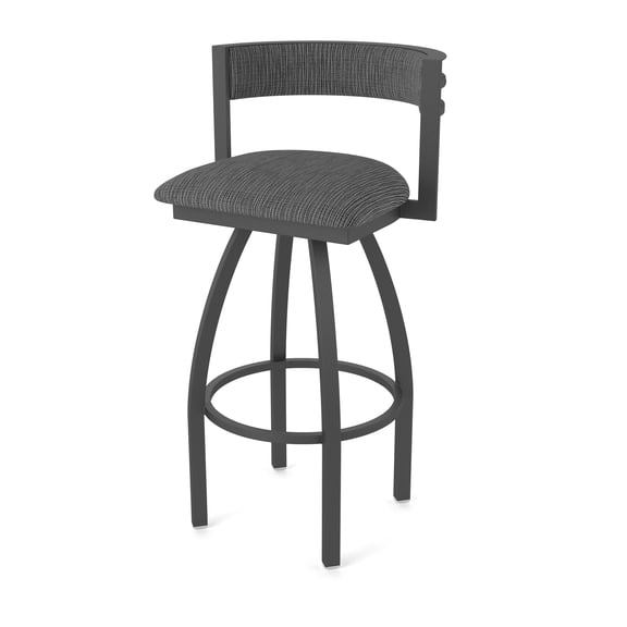 861 Artemis 36" Swivel Bar Stool with Pewter Finish and Graph Coal Seat and Back