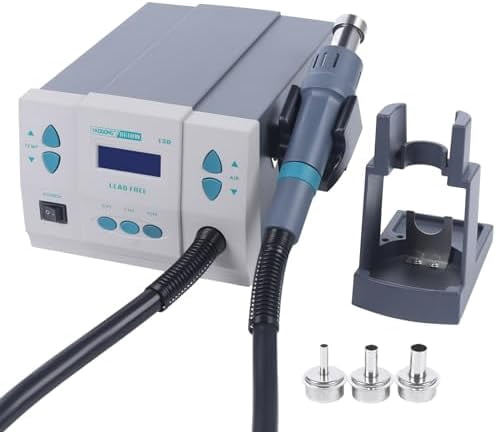 861DW 1000W Hot Air Rework Station with Digital LCD Display, Brushless DC Vortex Blower, 110V Soldering Heat Gun - Includes 3 Nozzles for  Soldering-Professional$$Tools & Hardware Other