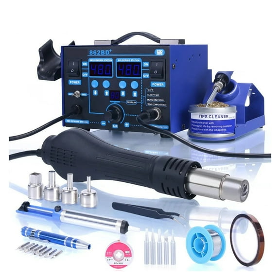 862BD+ Digital Ajustable Soldering Iron Hot Air Soldering Station For DIY 720W SMD BGA Rework Station Desoldering Station ,Complete Set
