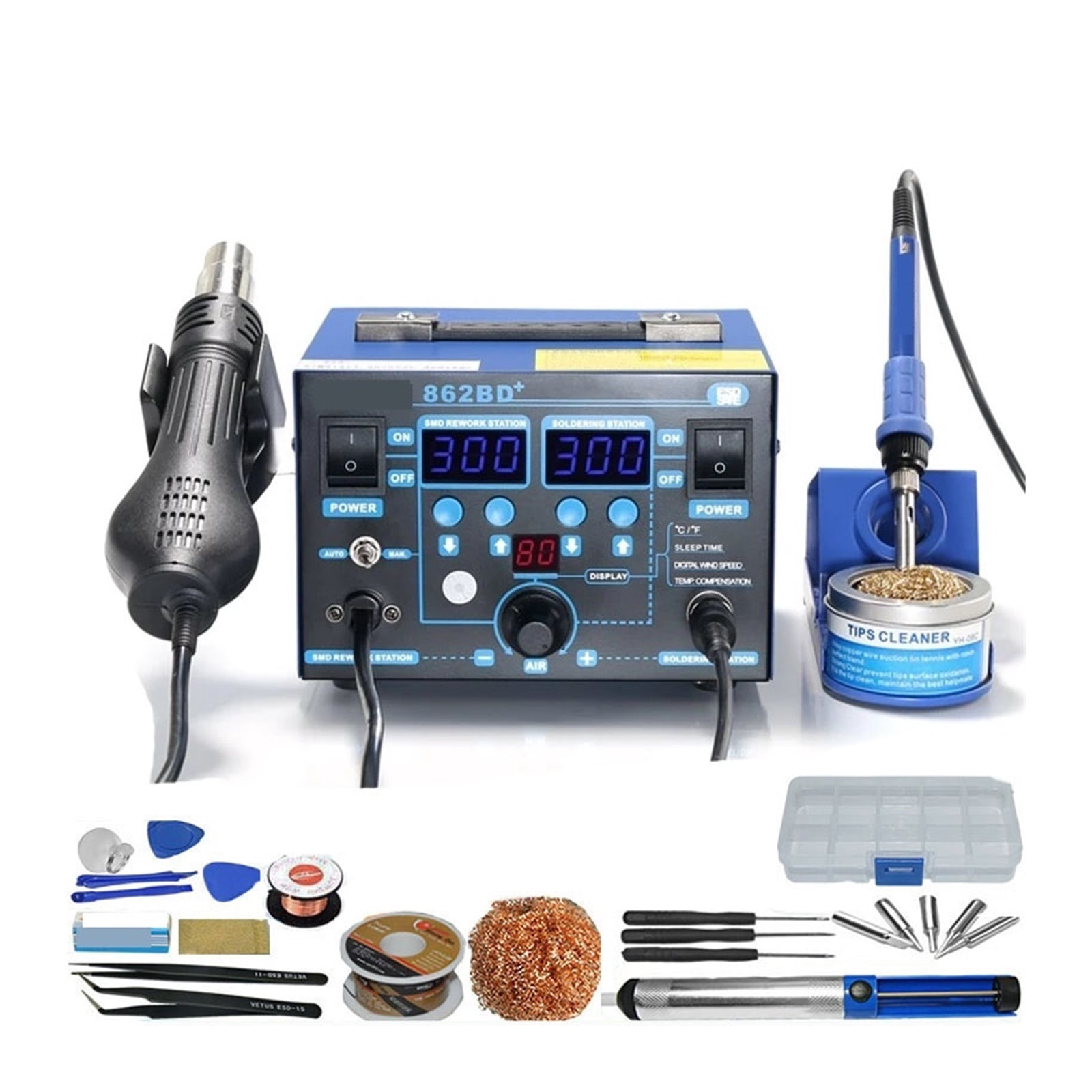 862BD+ Digital Ajustable Soldering Iron Hot Air Soldering Station For ...