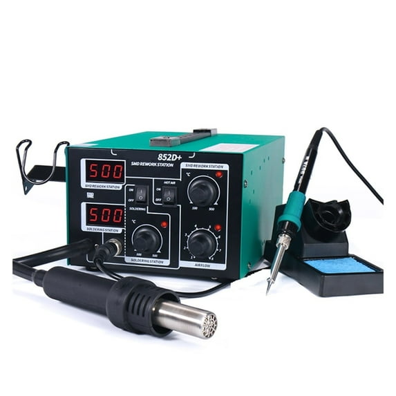 862BD+ Hot Air Gun 2in1 Mobile Phone Electronic Repair Desoldering Station Electric Soldering Iron Adjust Temperature ,Fast Heating and Auto Hibernate