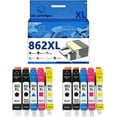thumbnail image 1 of 862XL 862 Ink Cartridges Compatible for HP C5324 C5370 C5373 C5380 C5383 C5388 C5390 C5393 D5460 D5463 D5468 C6324 Inkjet Printers, Leak-Proof Design Crisp Printing, 1 of 7