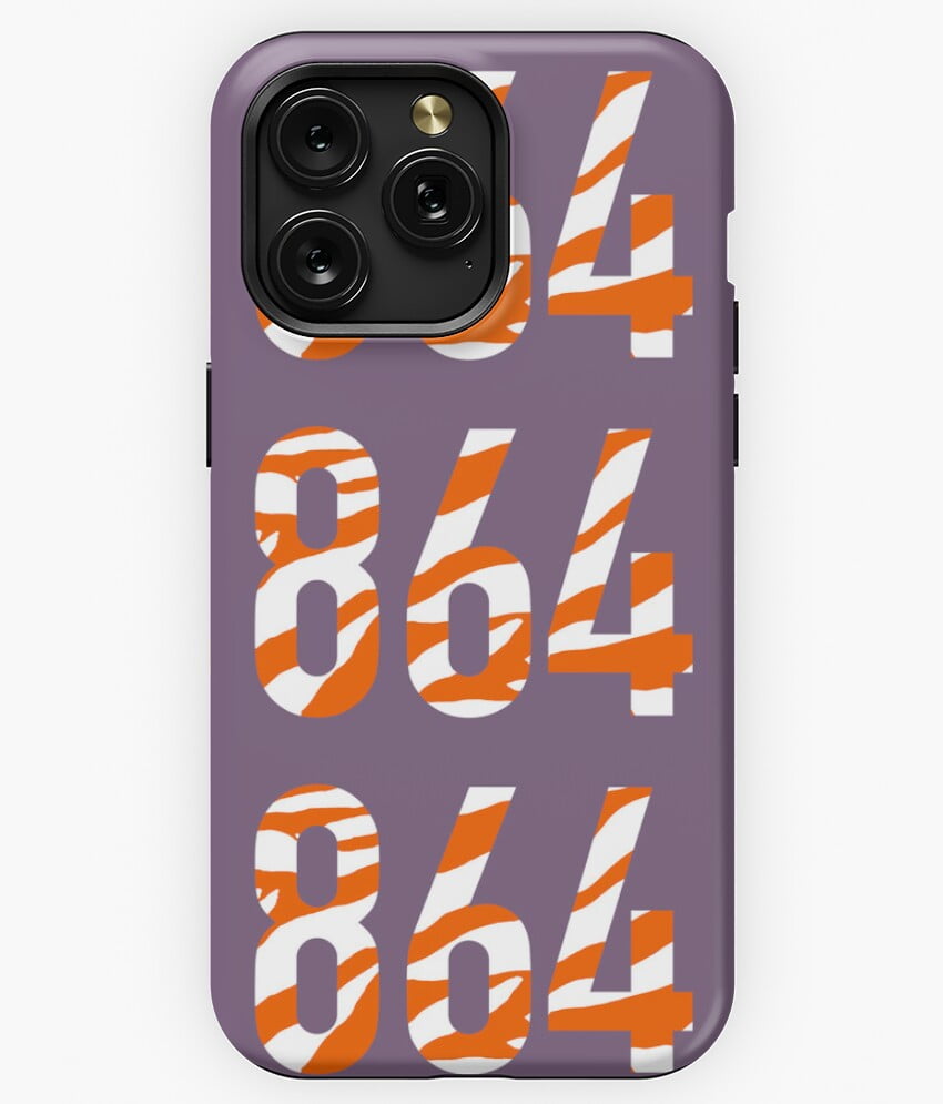 864 Area Code Orange White Tiger Print Clemson A13738 Phone Case for ...