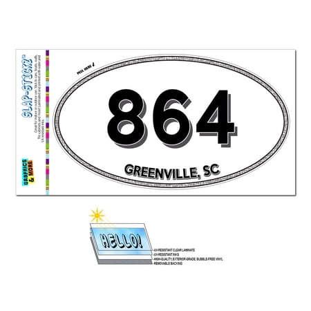 864 - Greenville, SC - South Carolina - Oval Area Code Sticker