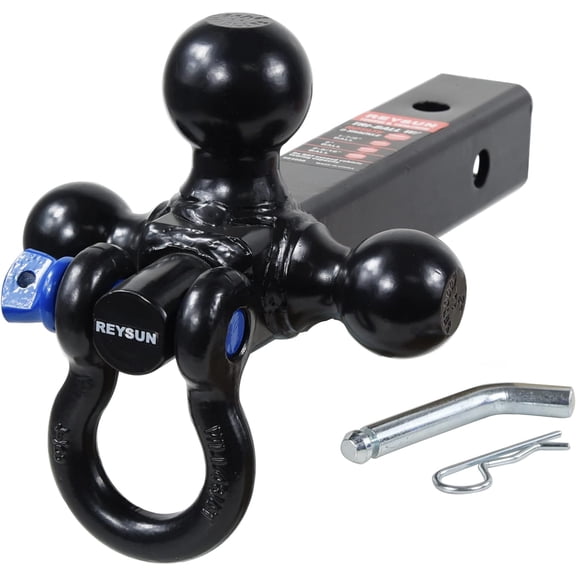 864058HP Trailer Hitch Tri Ball Mount and 360 Swival Tow Shackle, Fits for 2 Inch Receiver, Hitch Pin Included…