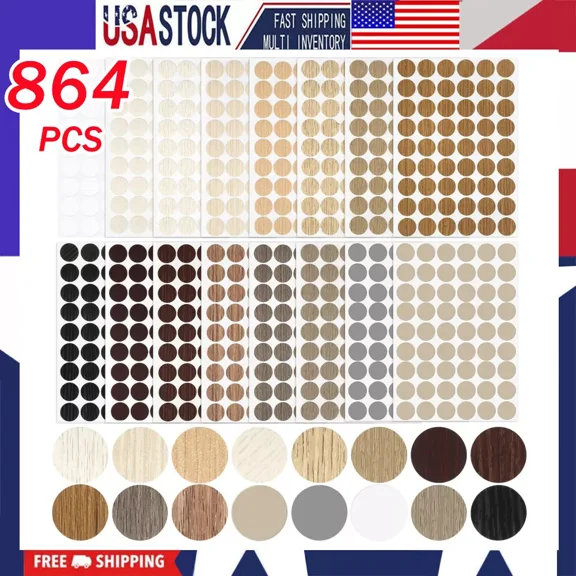 864Pcs Pvc Cover Caps Adhesive Screw Hole Stickers For Wall Vinyl Wood Furniture