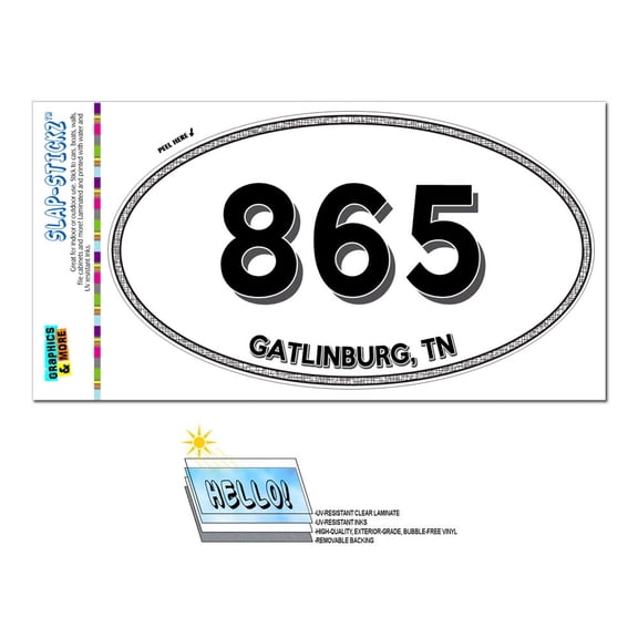 865 - Gatlinburg, TN - Tennessee - Oval Area Code Sticker