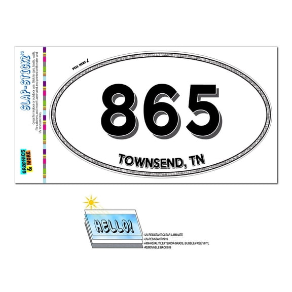 865 - Townsend, TN - Tennessee - Oval Area Code Sticker